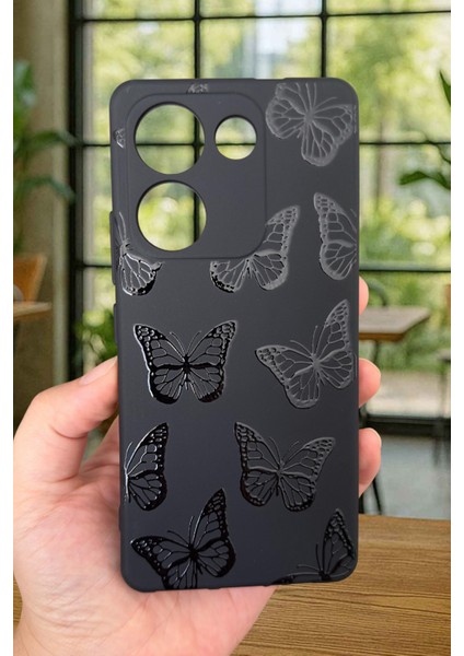 Tecno Camon 20 Pro Uyumlu Siyah Kelebek Desenli Silikon Darbe Emici Klasik Korumalı Rubber Kılıf fiyatları