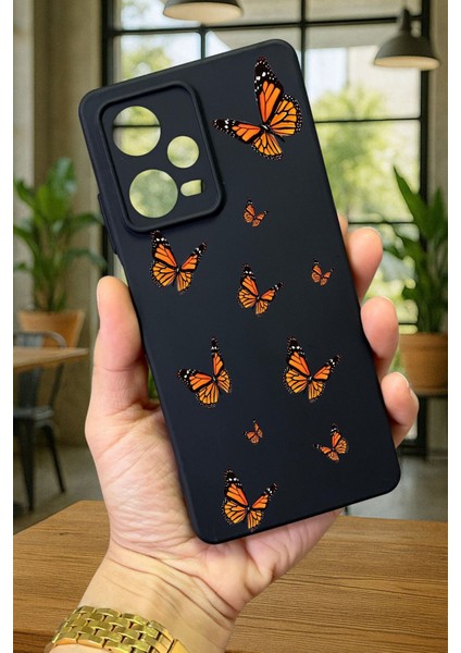 Xiaomi Redmi Note 12 Pro 5g Kelebek Desenli Silikon Darbe Emici Klasik Korumalı Rubber Kılıf