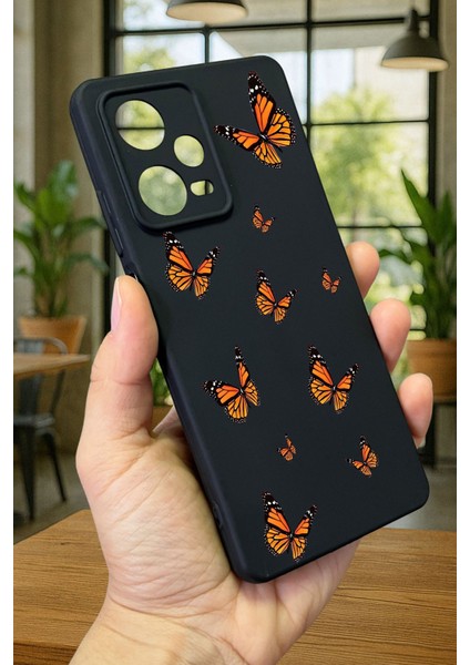 Xiaomi Redmi Note 12 Pro 5g Kelebek Desenli Silikon Darbe Emici Klasik Korumalı Rubber Kılıf modelleri