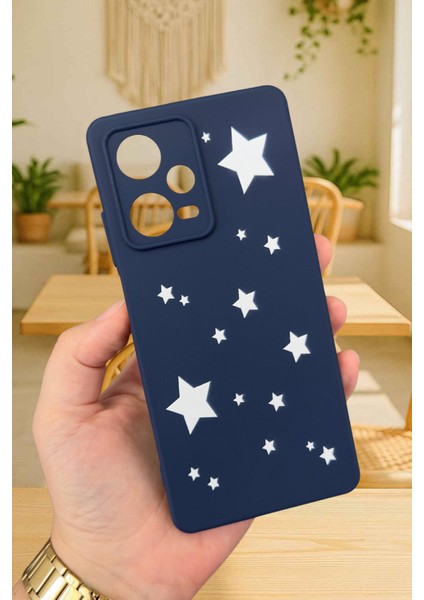 Xiaomi Redmi Note 12 Pro 5g-Mini Yıldız Desenli Silikon Darbe Emici Klasik Korumalı Rubber Kılıf