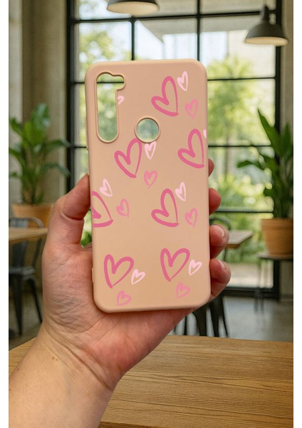 Xiaomi Redmi Note 8 - Pembe Kalp Desenli Silikon Darbe Emici Klasik Korumalı Rubber Kılıf fiyatları