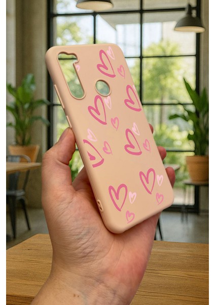 Xiaomi Redmi Note 8 - Pembe Kalp Desenli Silikon Darbe Emici Klasik Korumalı Rubber Kılıf modelleri