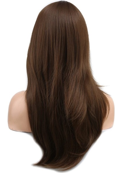 Katlı Kesim Perçemli Düz Fiber Sentetik Orta Boy Peruk / Kumral indirimleri