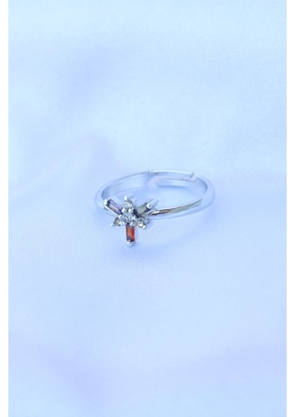 Pirinç Gümüş Renk Ayarlanabilir Renkli Zirkon Taşlı Yusufçuk Yüzük - Lisinya fiyatları