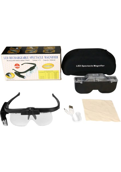 Şarjlı Gözlük Tip Büyüteç Mercek Lup Lensleriyle Taşıma Çantalı 11642DC - Lisinya