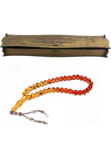 Kişiye Özel Kutulu Renk Süzmesi Karınca Fosilli Toz Kehribar Tesbih – Isim Baş Harfli Şık Erkek Tesbih