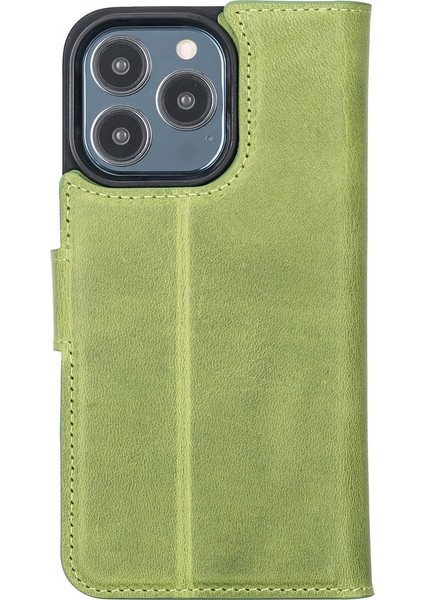 Apple iPhone 13 Pro Uyumlu Deri Cüzdanlı Kılıf Antik Yeşil modelleri