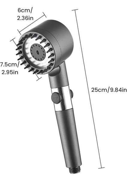 Duş Başlığı Profesyonel Masaj Başlıklı 3 Modlu Yeni Nesil Masaj Uçlu Su Tas - T987G296-Z86 indirimleri