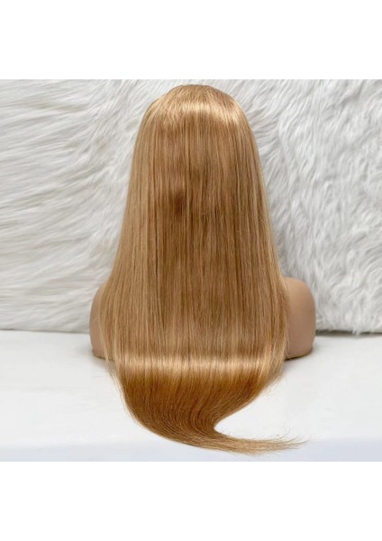 Düz Front Lace Gerçek Tül Peruk / Sıcak Karamel / 70/75CM indirimleri