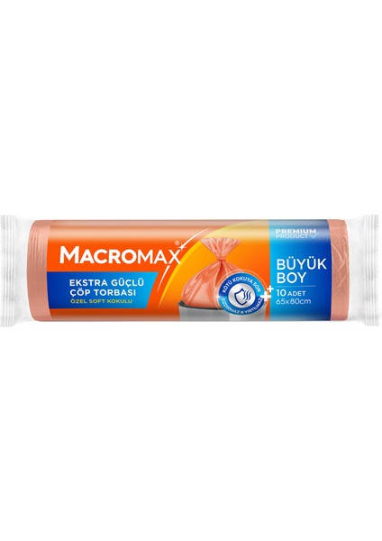 Macromax Extra Güçlü Çöp Torbası Büyük Boy 10'lu 2 Adet