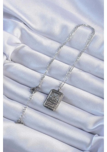 Bfs 316L Çelik Zincir Eskitme Gümüş Renk Ay Figürlü Tarot Kolye fiyatları