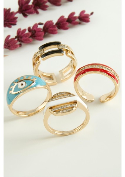 Xuping Karışık Mineli Lüks Çelik Yüzük