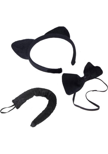 Kedi Kostüm Taç Kuyruk Papyon Seti Farklı