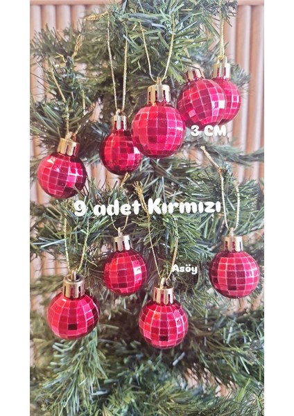 Yılbaşı Süsü Parlak Kırmızı Disko Topu Işıltılı Renkli Cici Top 3 cm 9lu Yılbaşı fiyatları