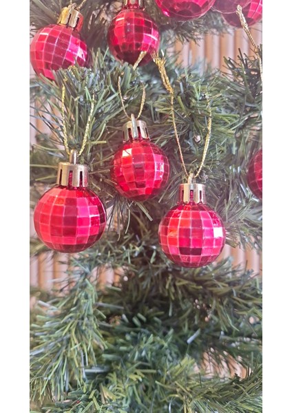 Yılbaşı Süsü Parlak Kırmızı Disko Topu Işıltılı Renkli Cici Top 3 cm 9lu Yılbaşı modelleri