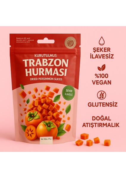 Kurutulmuş Meyve Trabzon Hurması 25GR %100 Vegan