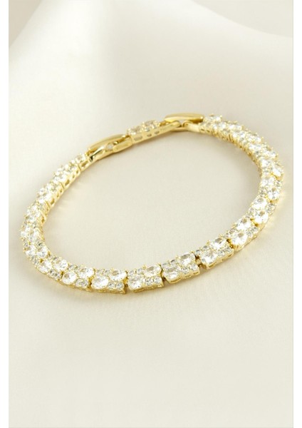 Xuping Dikdörtgen Zirkon Taşlı Lüks Çelik Bileklik