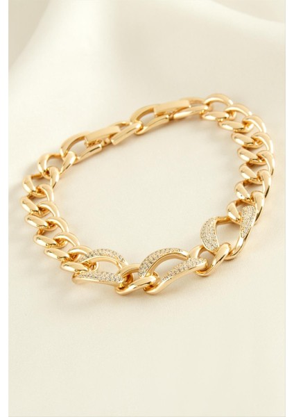 Xuping Oval Zirkon Taşlı Lüks Çelik Bileklik