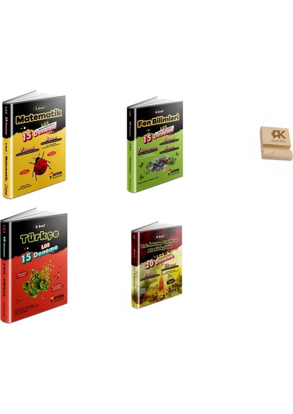 Aydın Lgs 8. Sınıf Matematik Fen Bilimleri Türkçe ve Inkılap Denemeleri 4lü Set + Telefon Standı