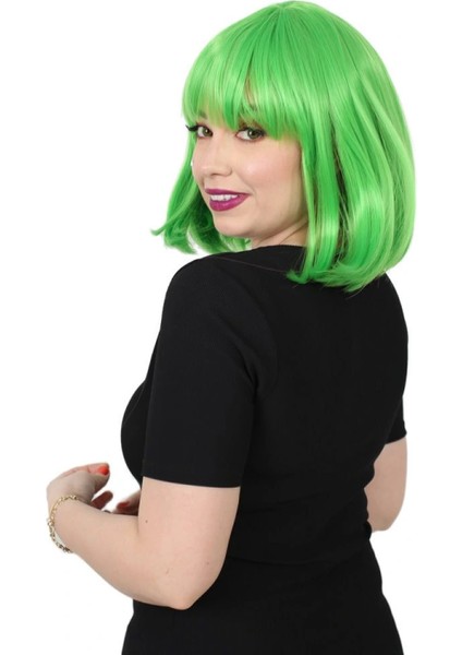 Küt Kahküllü Fiber Sentetik Peruk - Neon Yeşil modelleri