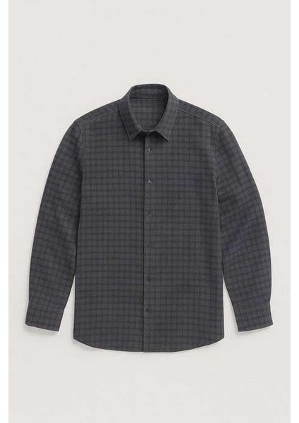 Alfonso Ekose Büyük Kareli Relaxed Fit %100 Pamuklu Flanel Kumaş Erkek Gömlek - Haki