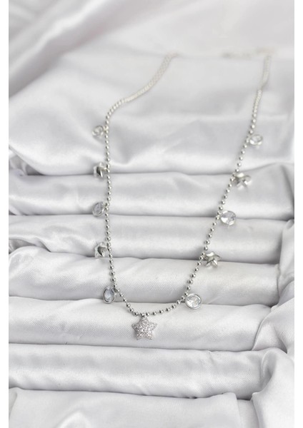 Bfs Pirinç Gümüş Renk Yıldız Model Kadın Kolye fiyatları