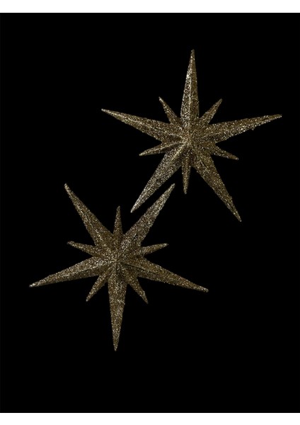 2'li Yılbaşı Ağacı Simli Kutup Yıldızı Süs Altın 11,5 cm modelleri