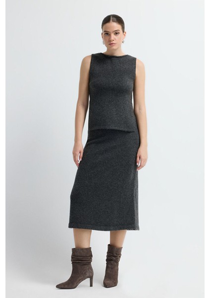 Triko Midi Etek Antrasit 12745306000