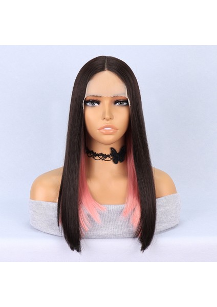 Kahverengi Pembe Işıltılı Tül Peruk