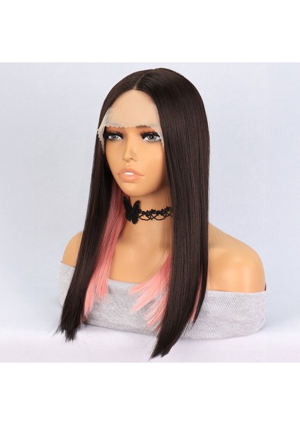 Kahverengi Pembe Işıltılı Tül Peruk modelleri