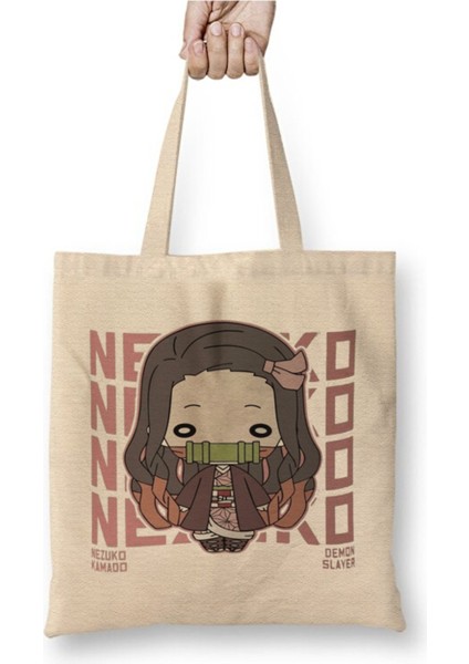 Demon Slayer Anime Iblis Avcısı Kamado Nezuko Bez Çanta Uzun Saplı Alışveriş Çantası Plaj Çantası