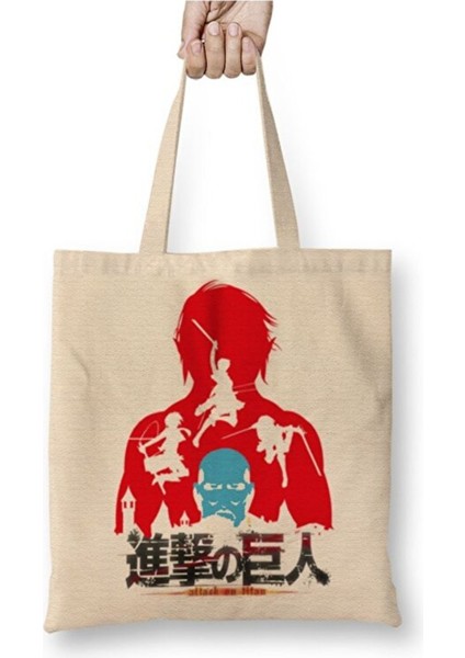 Attack On Titan Bez Çanta Uzun Saplı Alışveriş Çantası Plaj Çantası