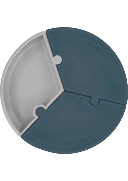 Puzzle Vakum Tabanlı Silikon Tabak Deep Blue Powder Grey