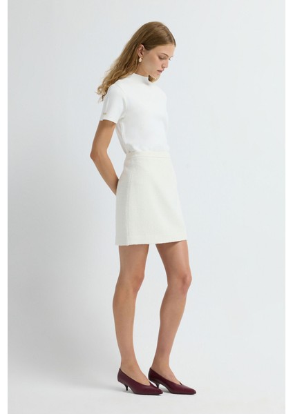 Yüksek Bel Mini Etek Kemik 12744218004 fırsatları