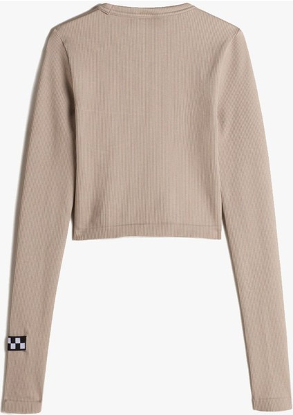 VN000RPM7D61-MTE Crosspath Seamless Bej Bisiklet Yaka Normal Düz Kadın T-Shirt modelleri