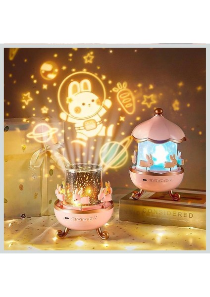 Sevimli Tavşan Projeksiyon Gece Lambası – Masal Gibi Işıklandırma indirimleri