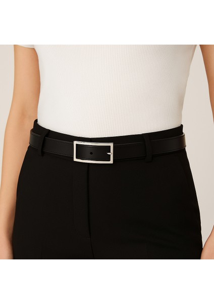 Kadın Siyah Klasik Suni Deri Kemer – Dikdörtgen Tokalı Şık ve Zarif Model fiyatları