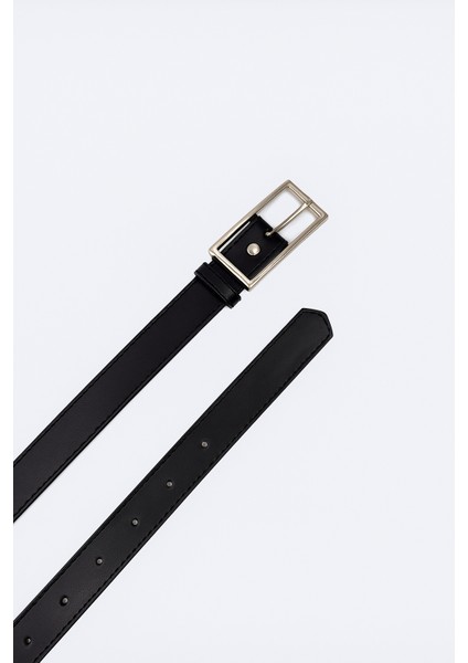 Kadın Siyah Klasik Suni Deri Kemer – Dikdörtgen Tokalı Şık ve Zarif Model modelleri