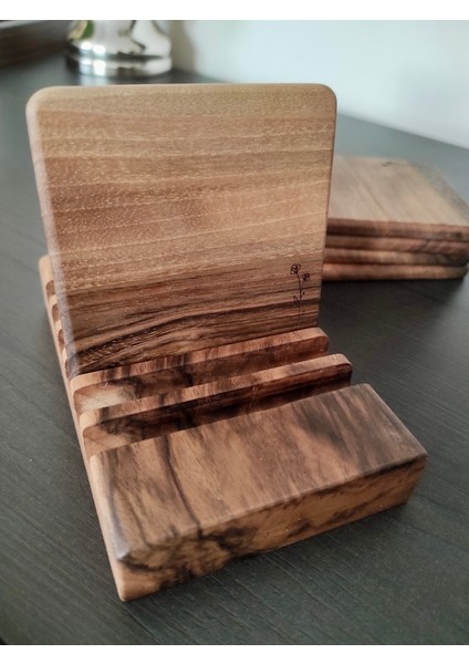 Gerçek Ceviz Ağacından El Yapımı Bardak Altlığı - Hand Made Walnut Coaster