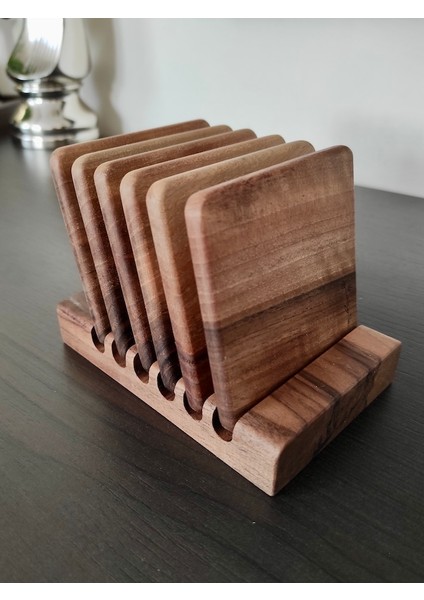 Gerçek Ceviz Ağacından El Yapımı Bardak Altlığı - Hand Made Walnut Coaster