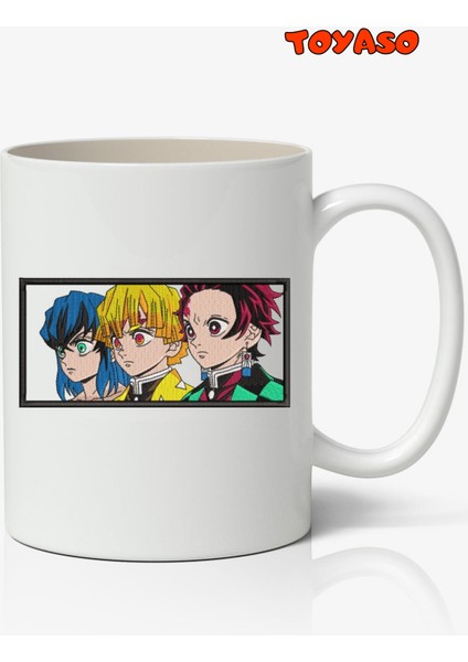 Demon Slayer Karakterler Anime Temalı Beyaz Kupa Bardak Sevgiliye Arkadaşa Hediye