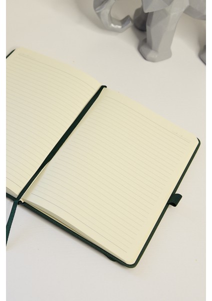 Kişiye Özel Haki Lastikli Kalem Tutuculu Evrak Cepli Vegan Deri 224 Sayfa Çizgili Not Defteri fiyatları