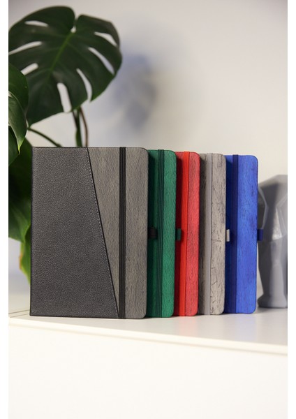 Kişiye Özel Haki Lastikli Kalem Tutuculu Evrak Cepli Vegan Deri 224 Sayfa Çizgili Not Defteri modelleri