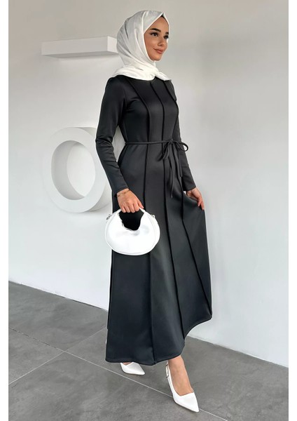 Bel Bağcıklı Tesettür Dalgıç Elbise P-00018950 fiyatları