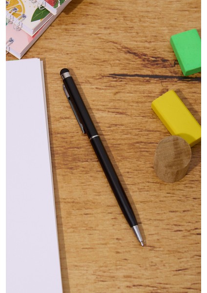 Kişiye Özel Siyah Tourch Pen Mavi Mürekkepli Düz Tükenmez Kalem