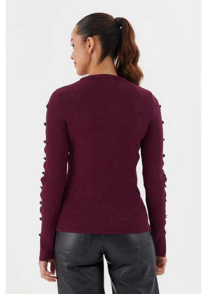 Uzun Kol Fitilli Bluz Bordo indirimleri