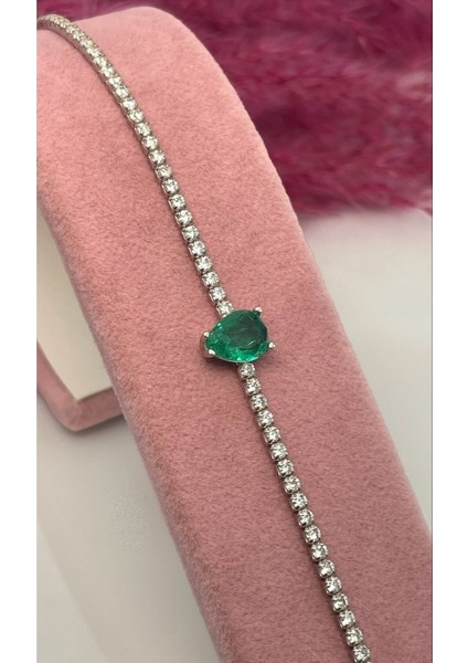 Damla Model Zümrüt Renk Paraiba Taşlı Su Yolu Bileklik fiyatları