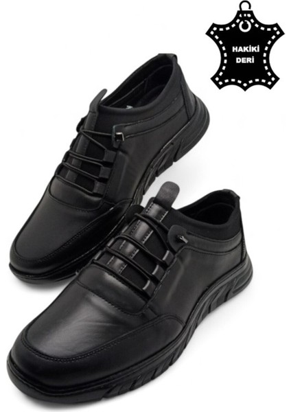 Erkek Hakiki Deri Ultra Rahat Ortopedik Tabanlı Hafif Mevsimlik Siyah Günlük Spor Ayakkabı fiyatları