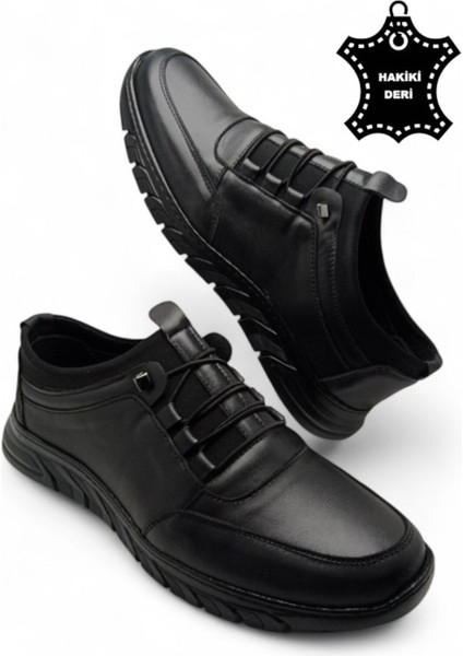 Erkek Hakiki Deri Ultra Rahat Ortopedik Tabanlı Hafif Mevsimlik Siyah Günlük Spor Ayakkabı modelleri