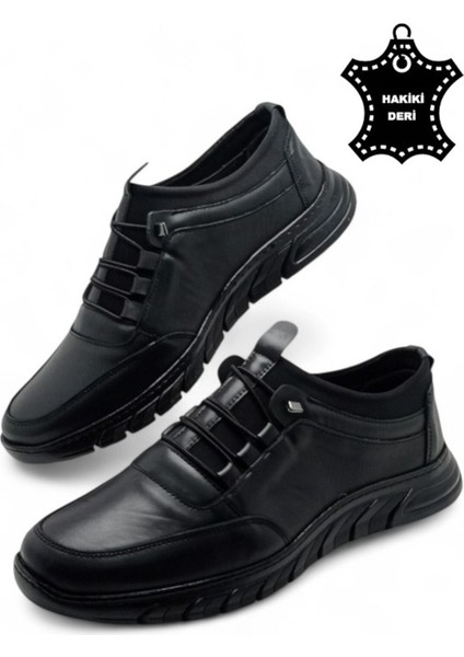 Erkek Hakiki Deri Ultra Rahat Ortopedik Tabanlı Hafif Mevsimlik Siyah Günlük Spor Ayakkabı indirimleri